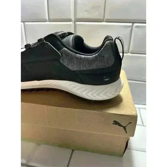 Puma Ignite Pwrcage Jrs Golf Shoes Black And Silver Waterproof 7C Juniors - Picture 6 of 14